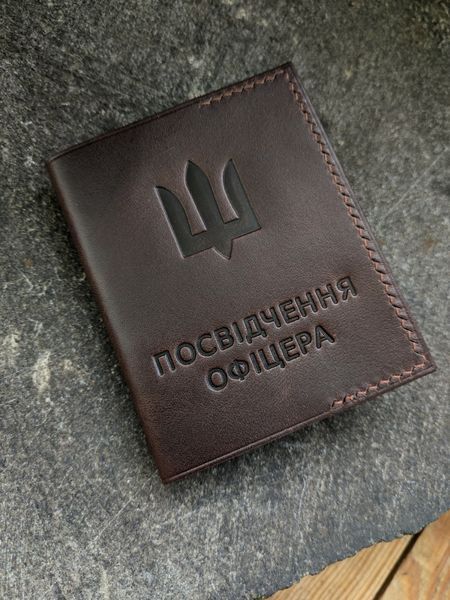 Обкладинка для посвідчення офіцера Коричнева, 2 прозорі кишені о-оф фото